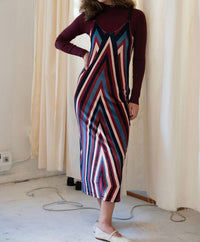 Mima Rosso - Velour Striped Pinafore Dress - brown - clothing - directbrandpartner