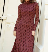 Mima Rosso - Velvet Print Mesh Dress - clothing - directbrandpartner - dresses