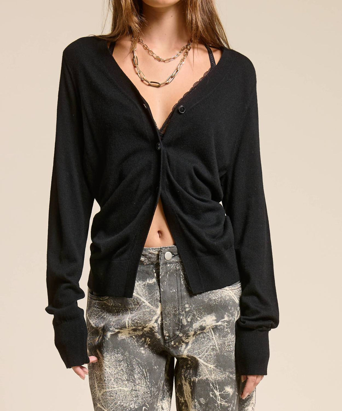 Mimosa - Deep V Split Hem Knit Cardigan