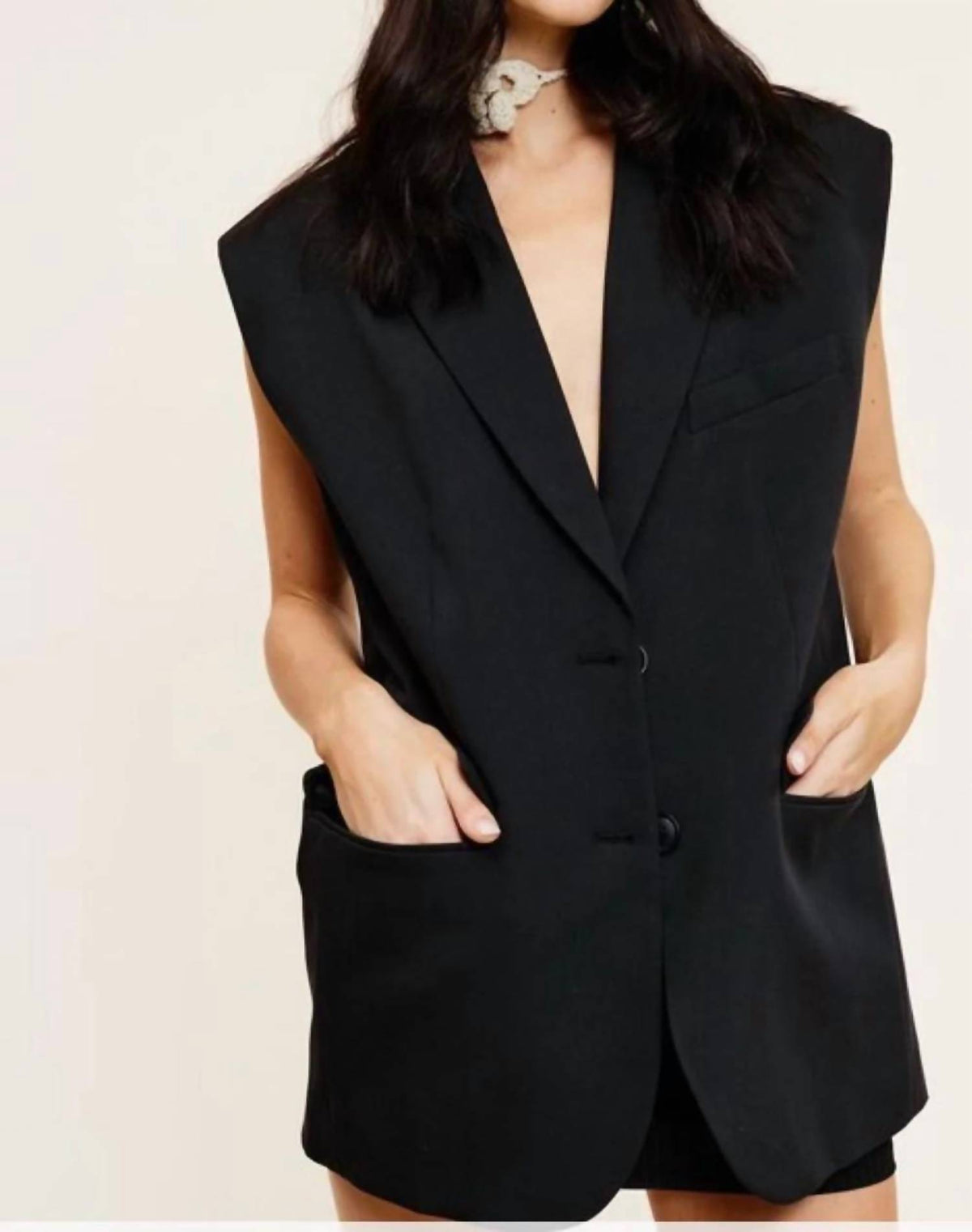 Mimosa - Front Pockets Collar Vest