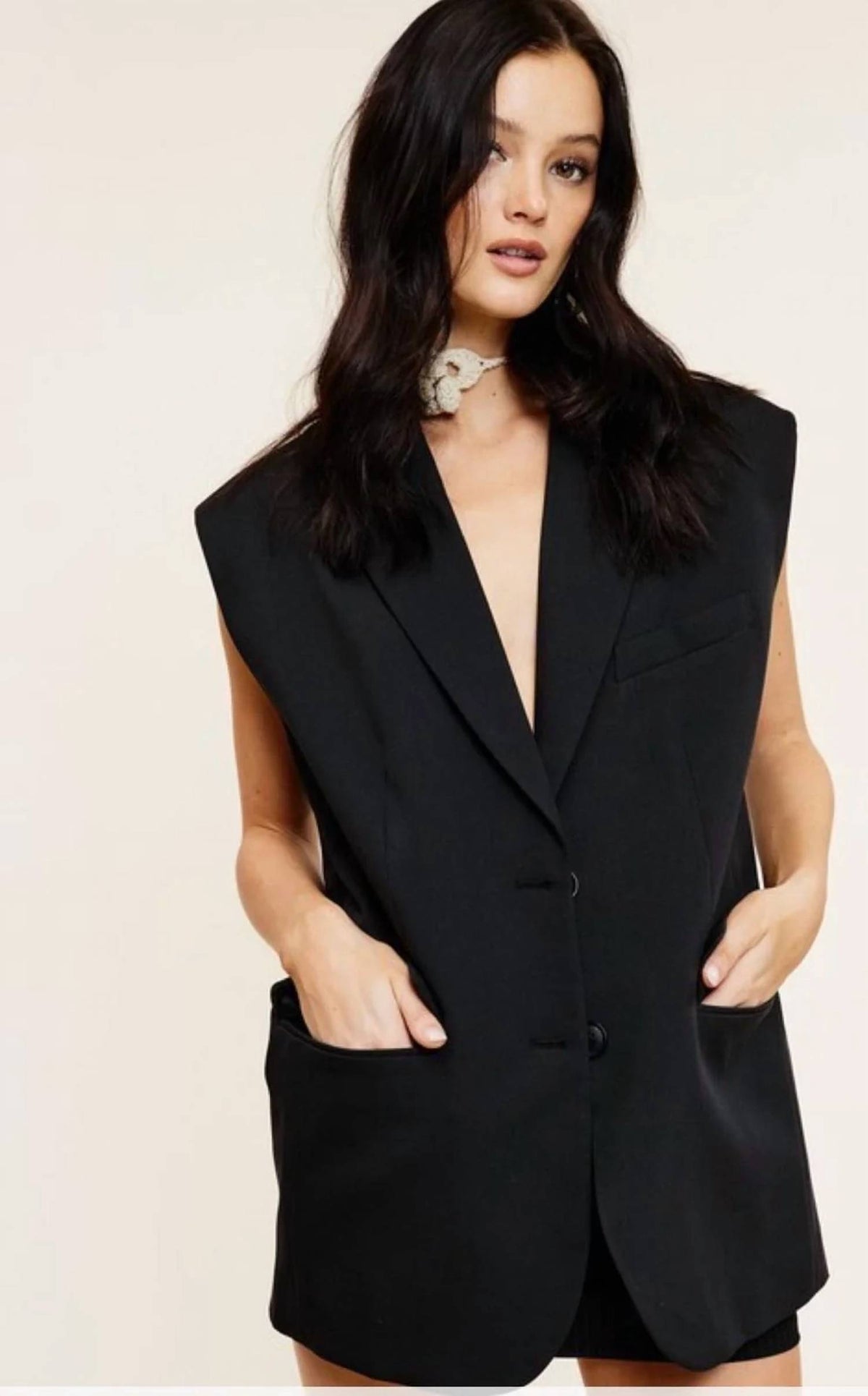 Mimosa - Front Pockets Collar Vest