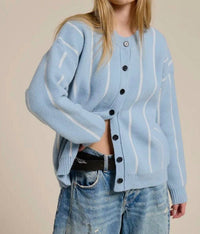 Mimosa - Striped Button Down Knit Cardigan