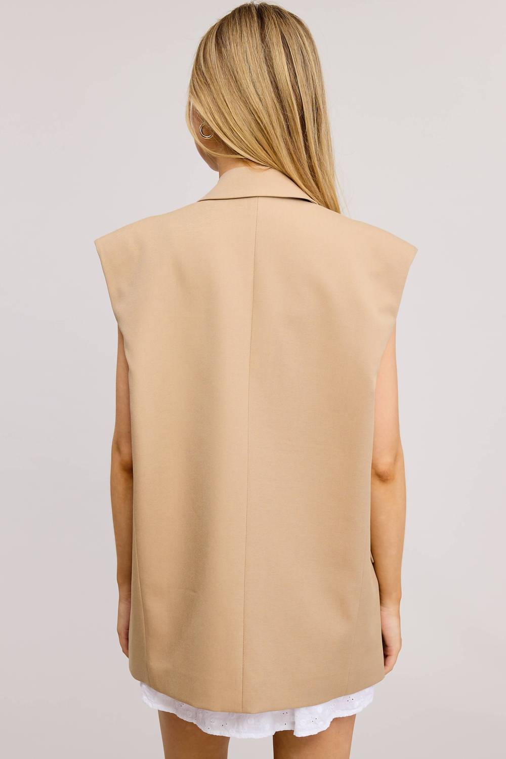Mimosa - Structured Oversized Blazer Vest With Shoulder Pads