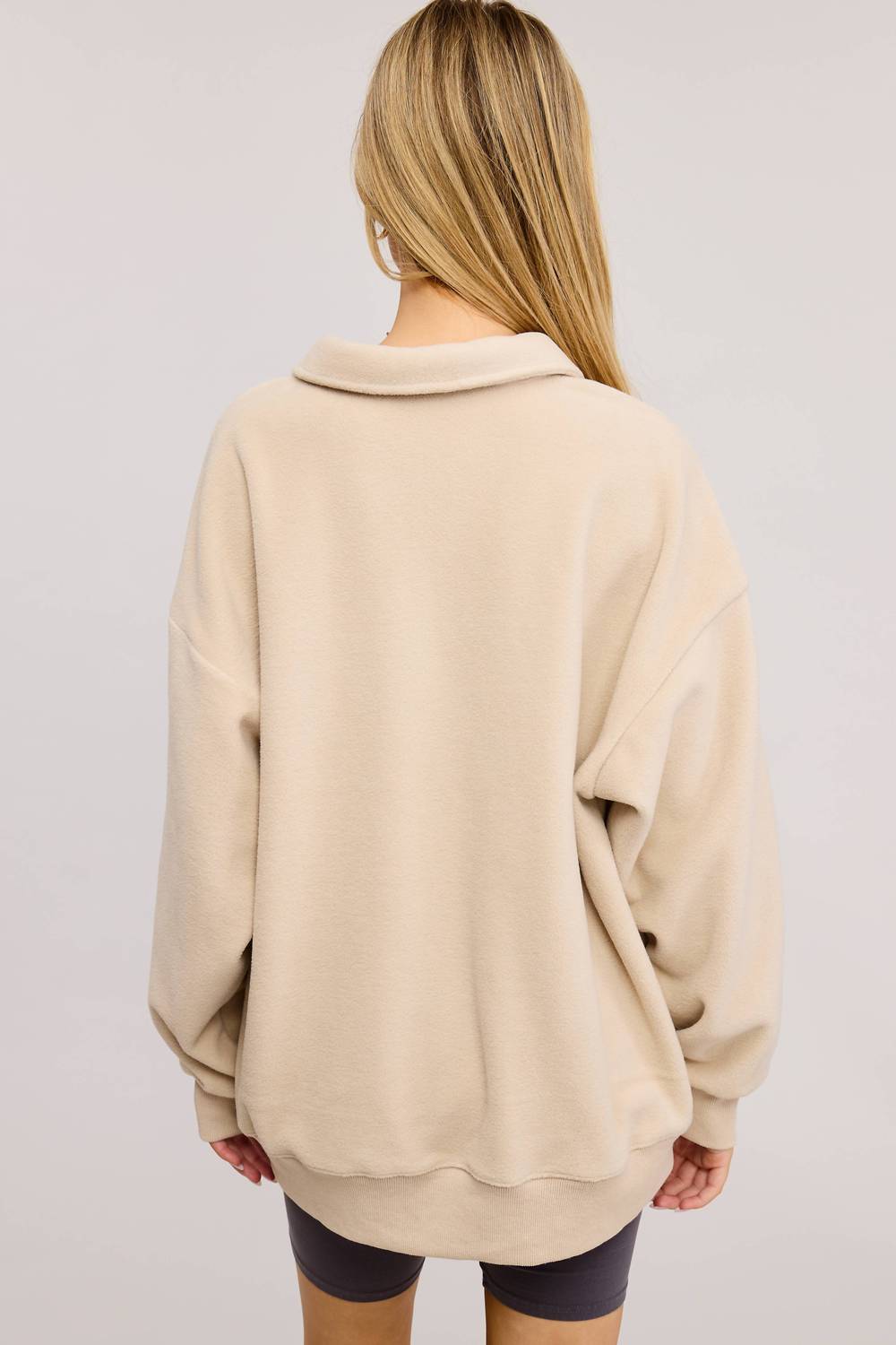 Mimosa - Teddy Velour Buttoned Collar Pullover Knit Sweater