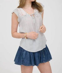 Mine - Stripe Lace Front Tie Top