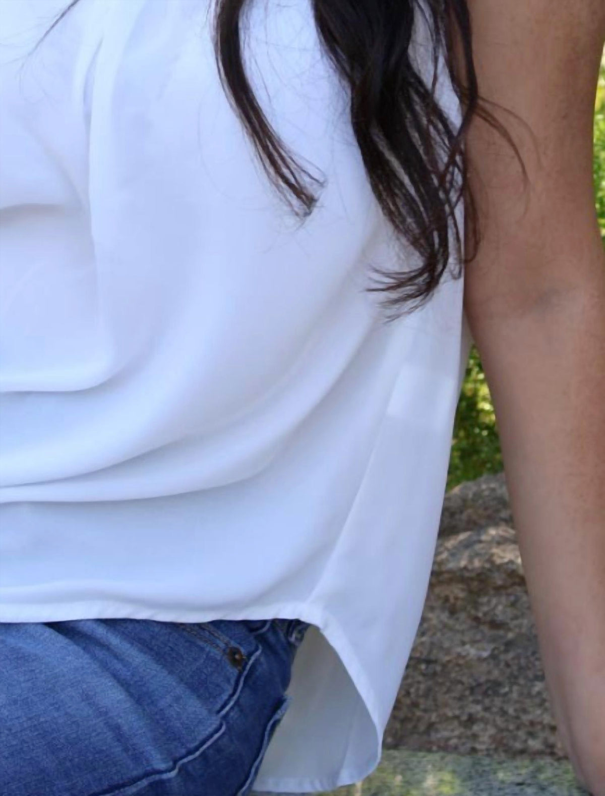 Mine - V-neck Flutter Sleeve Blouse