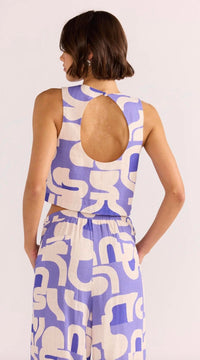 Minkpink - Iris Crop Tank Top - blue - clothing - geometric