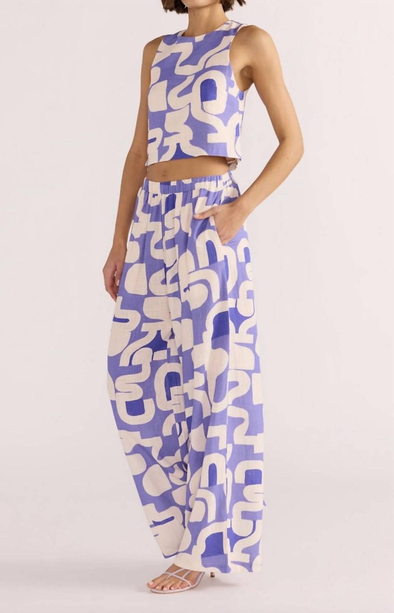 Minkpink - Iris Crop Tank Top - blue - clothing - geometric