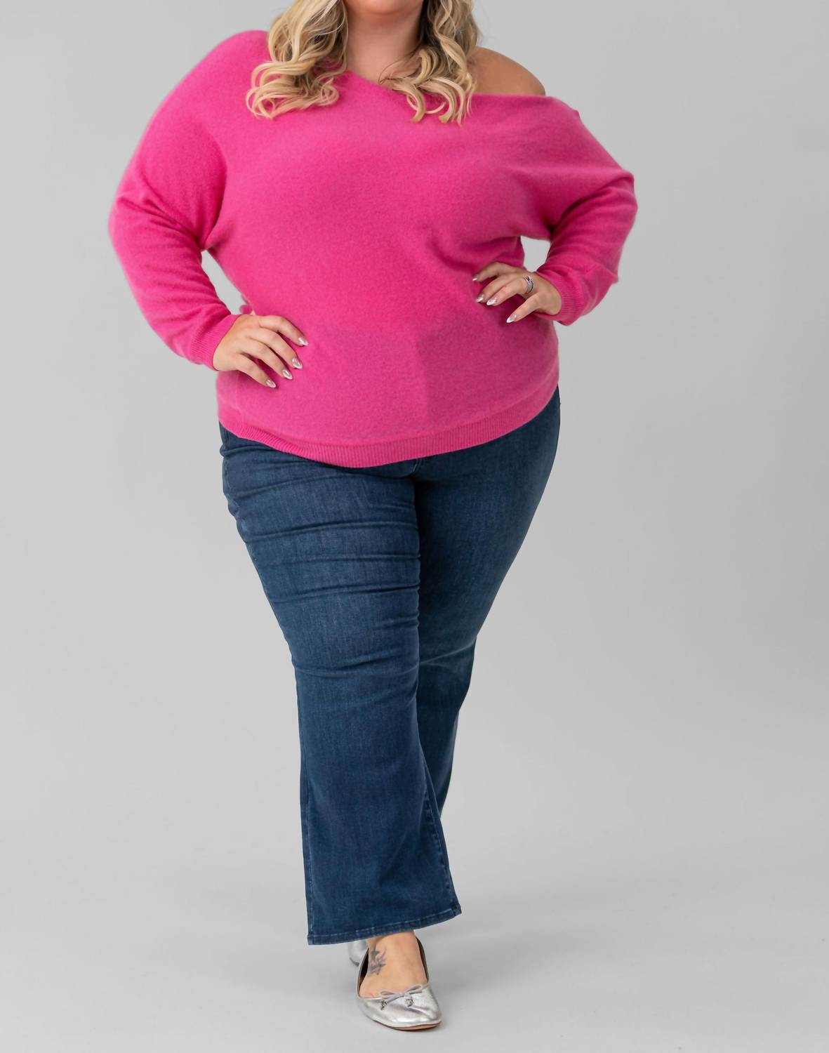 Minnie Rose - Cashmere Off The Shoulder Top - Plus