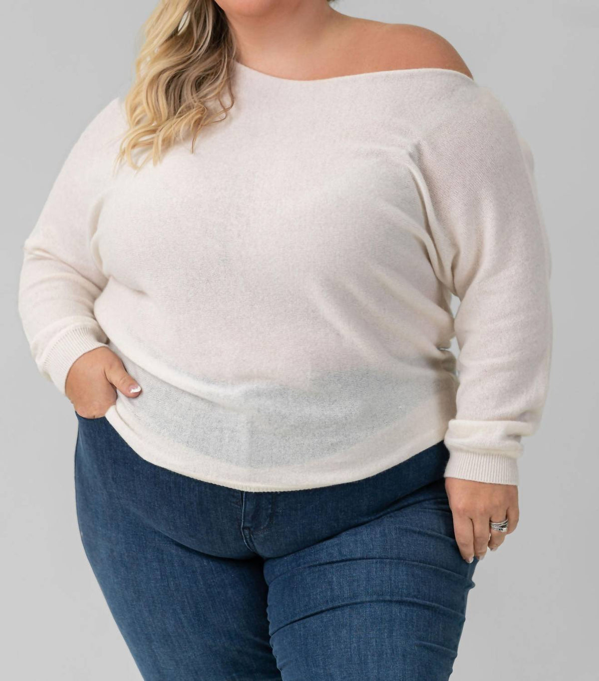 Minnie Rose - Cashmere Off The Shoulder Top - Plus