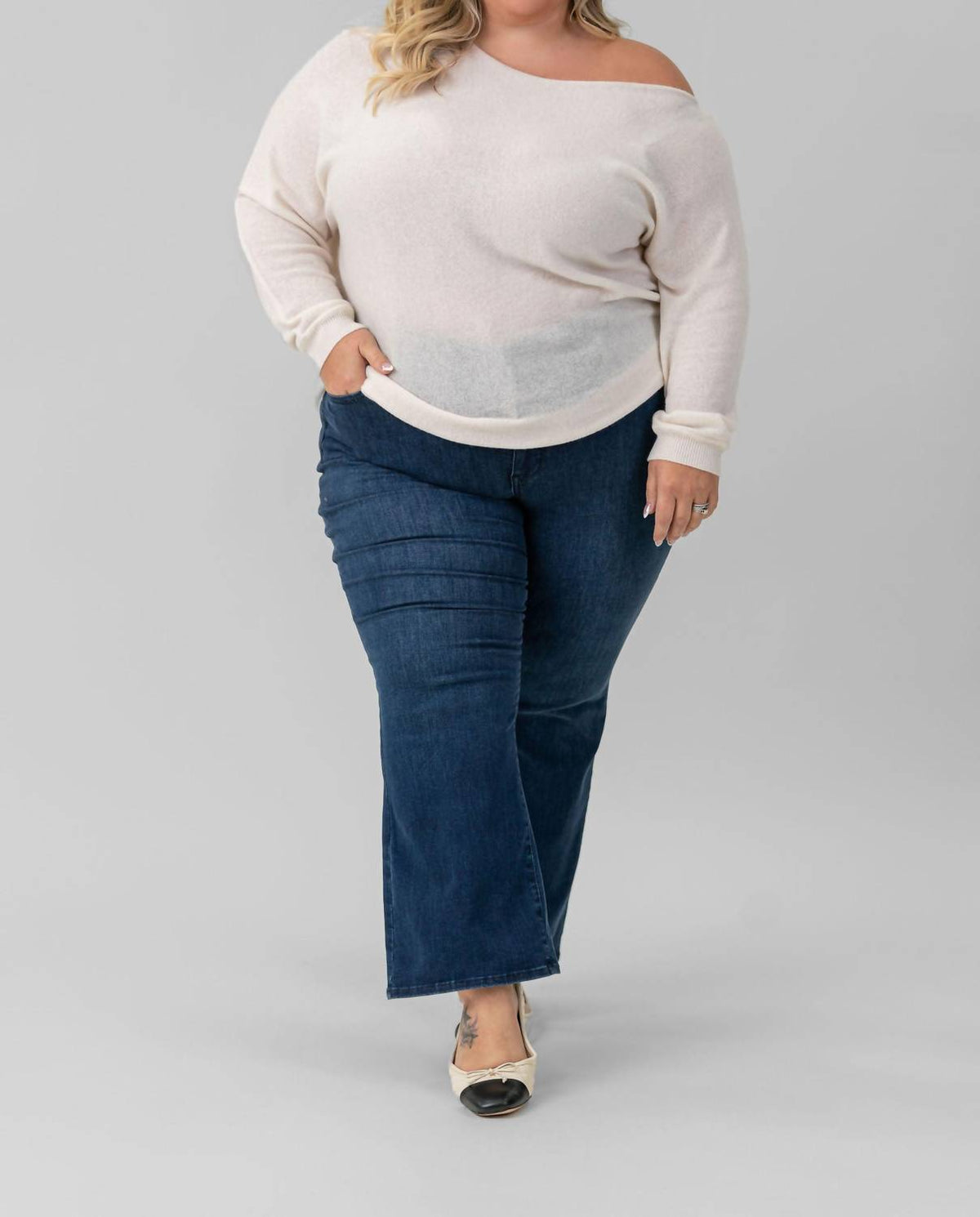 Minnie Rose - Cashmere Off The Shoulder Top - Plus