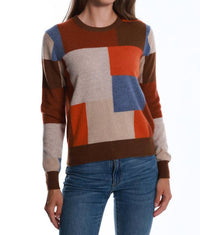 Minnie Rose - Cashmere Patchwork Crewneck Pullover