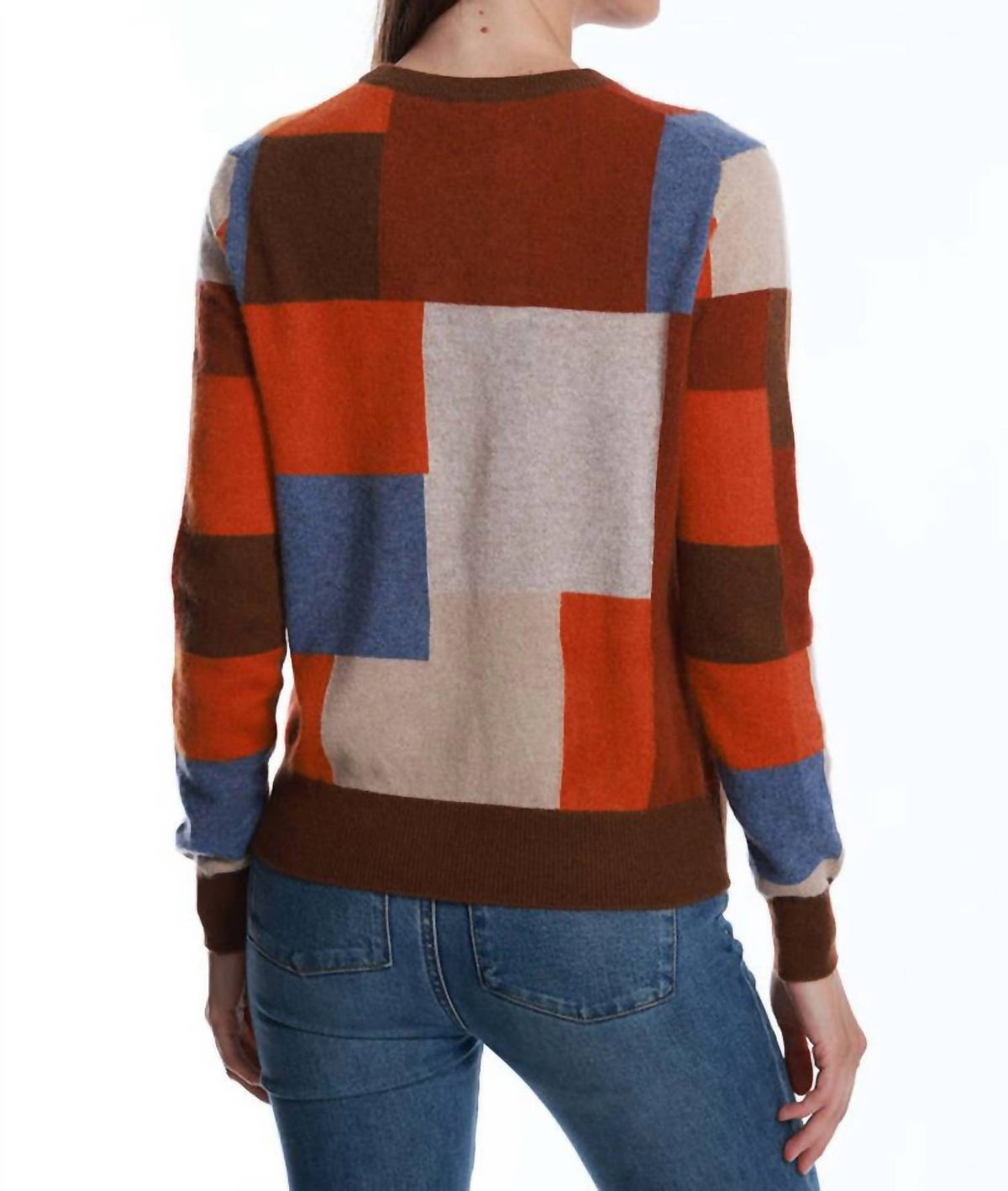 Minnie Rose - Cashmere Patchwork Crewneck Pullover