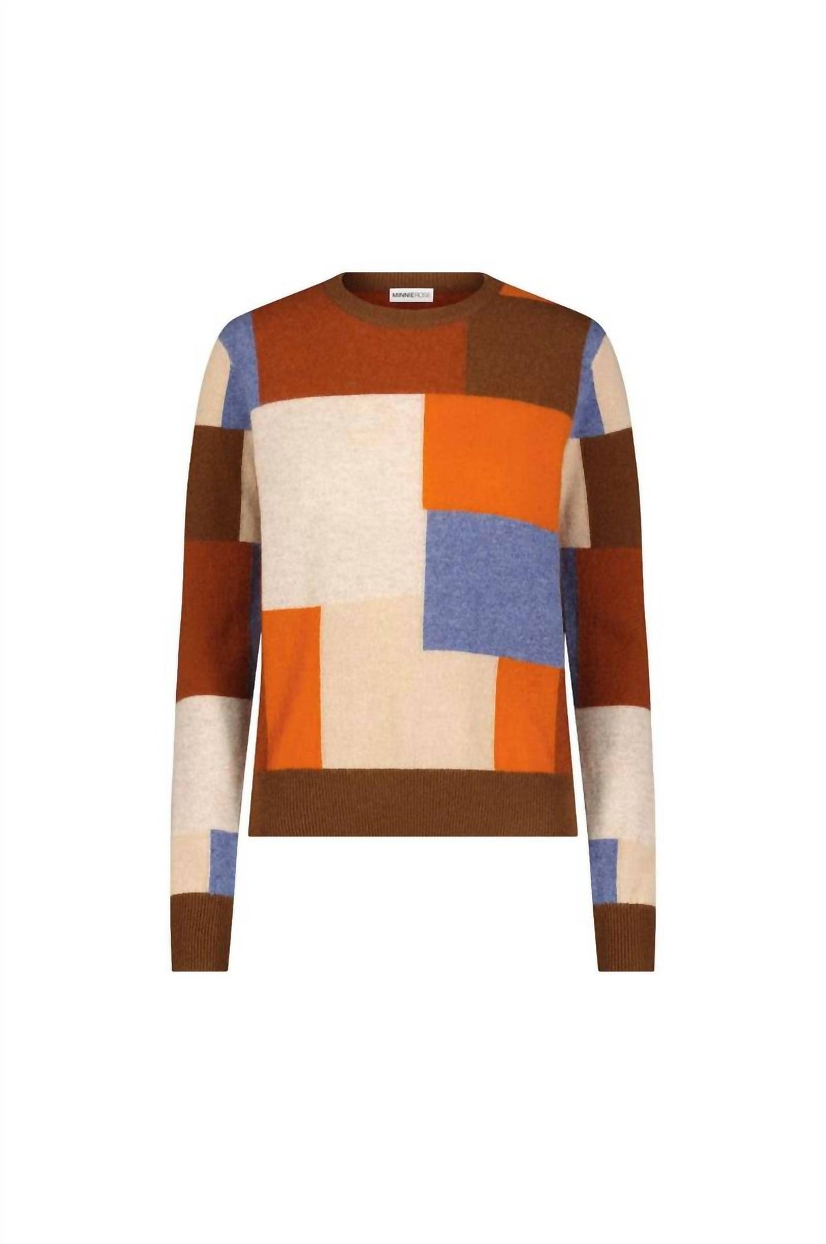 Minnie Rose - Cashmere Patchwork Crewneck Pullover