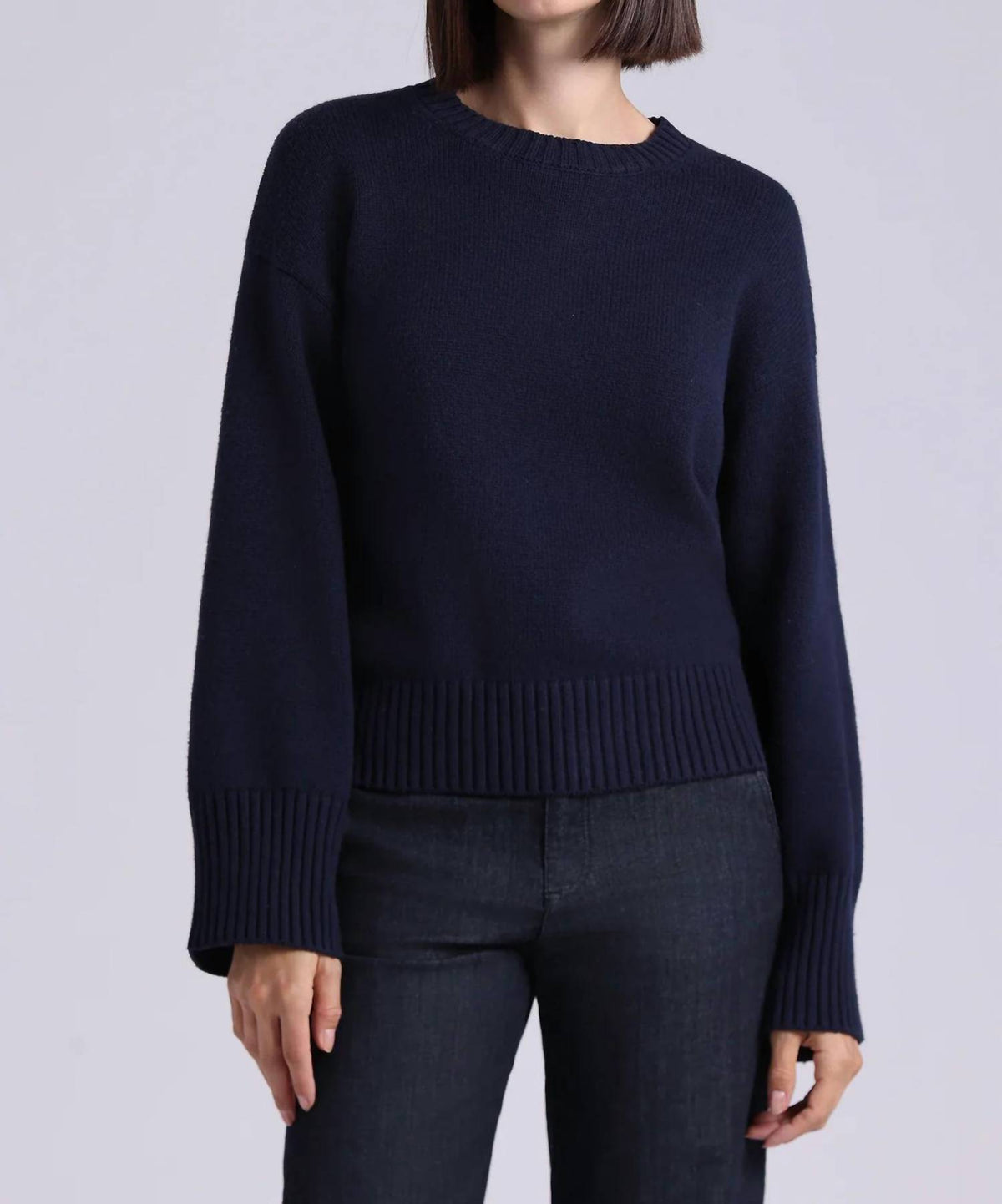 Minnie Rose - Cotton Blend Boxy Crew Sweater