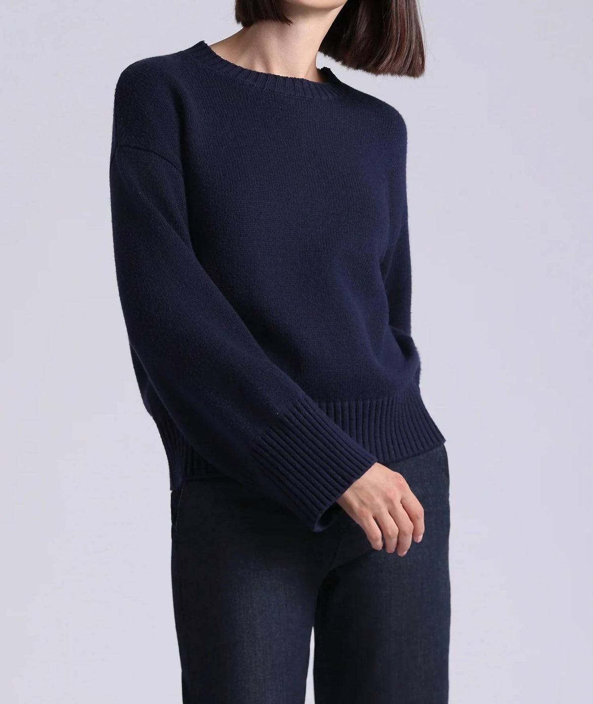 Minnie Rose - Cotton Blend Boxy Crew Sweater