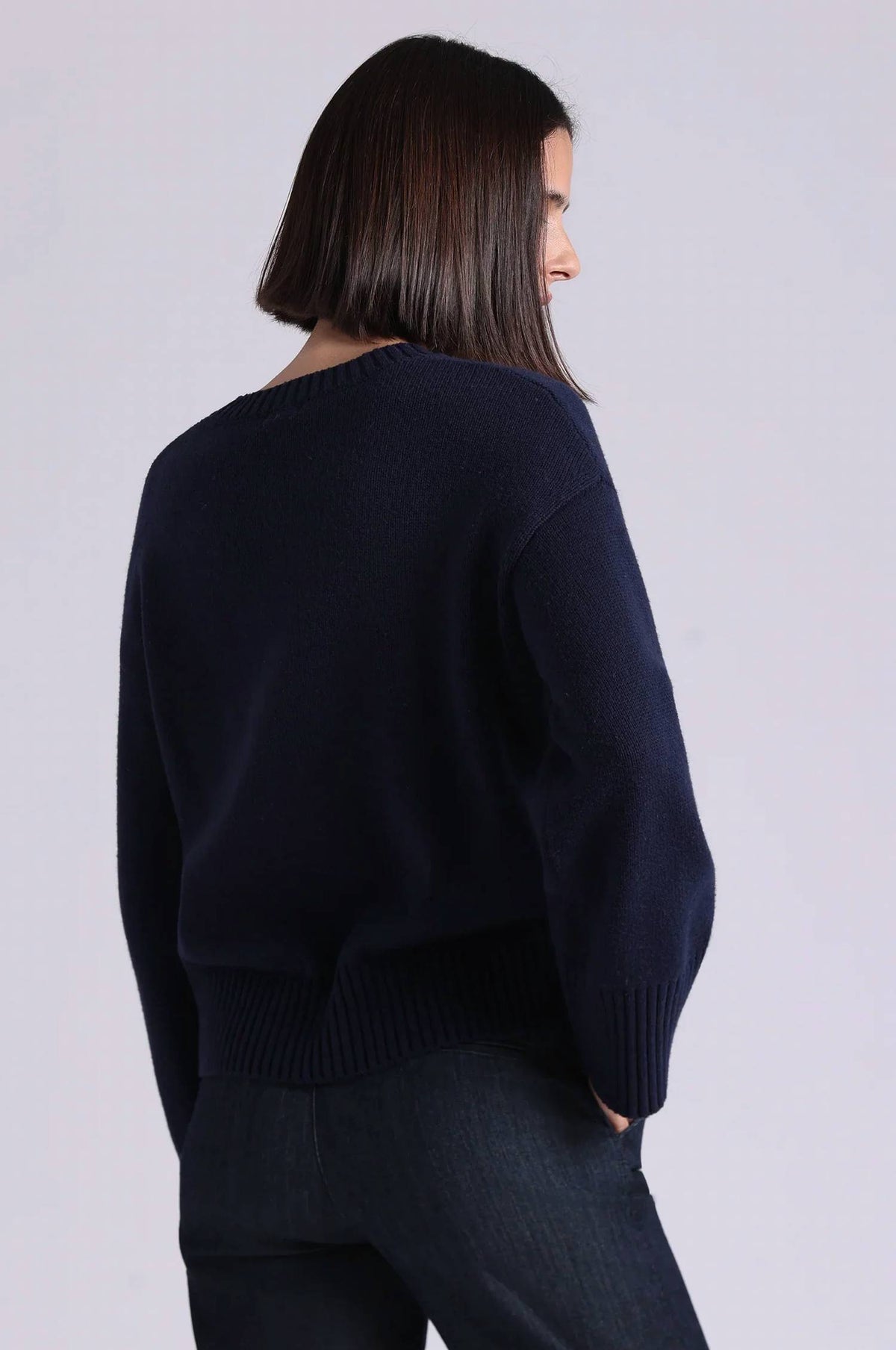 Minnie Rose - Cotton Blend Boxy Crew Sweater