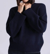Minnie Rose - Cotton Blend Boxy Crew Sweater