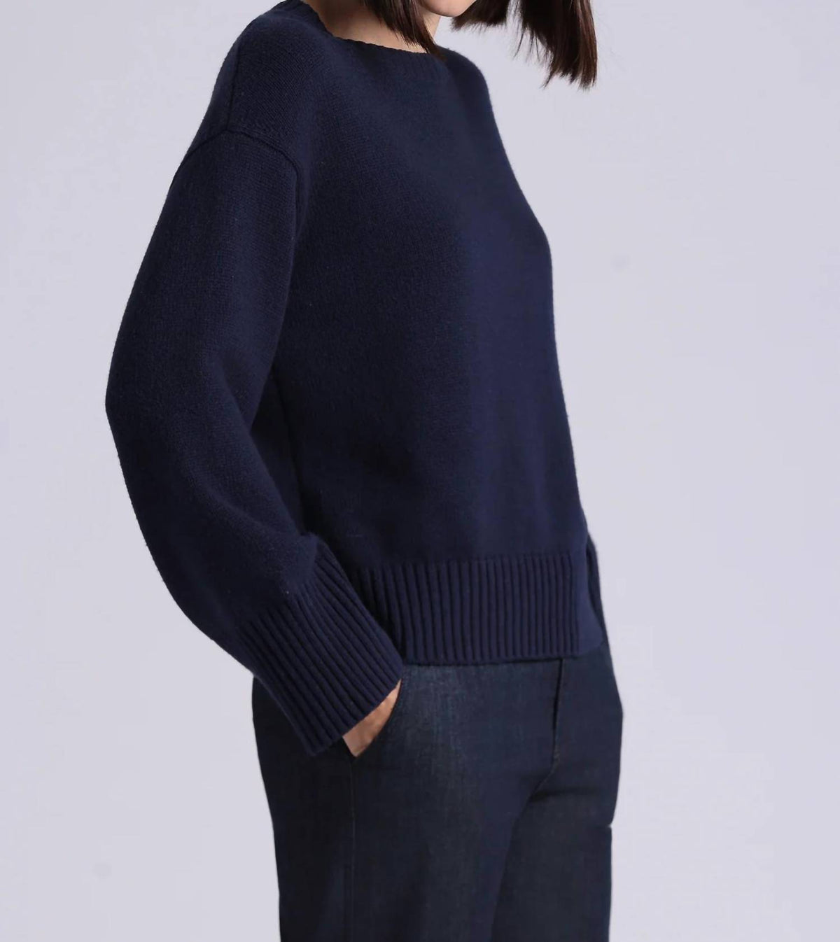 Minnie Rose - Cotton Blend Boxy Crew Sweater
