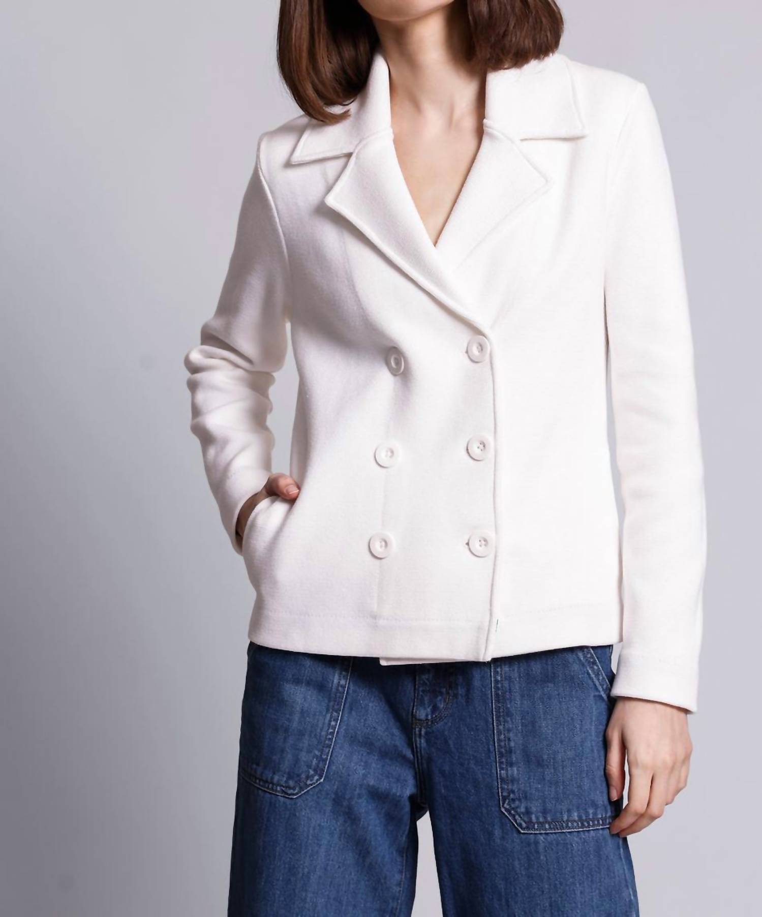 Minnie Rose - Cotton Blend Short Pea Coat - clothing - coats - cotton - blend