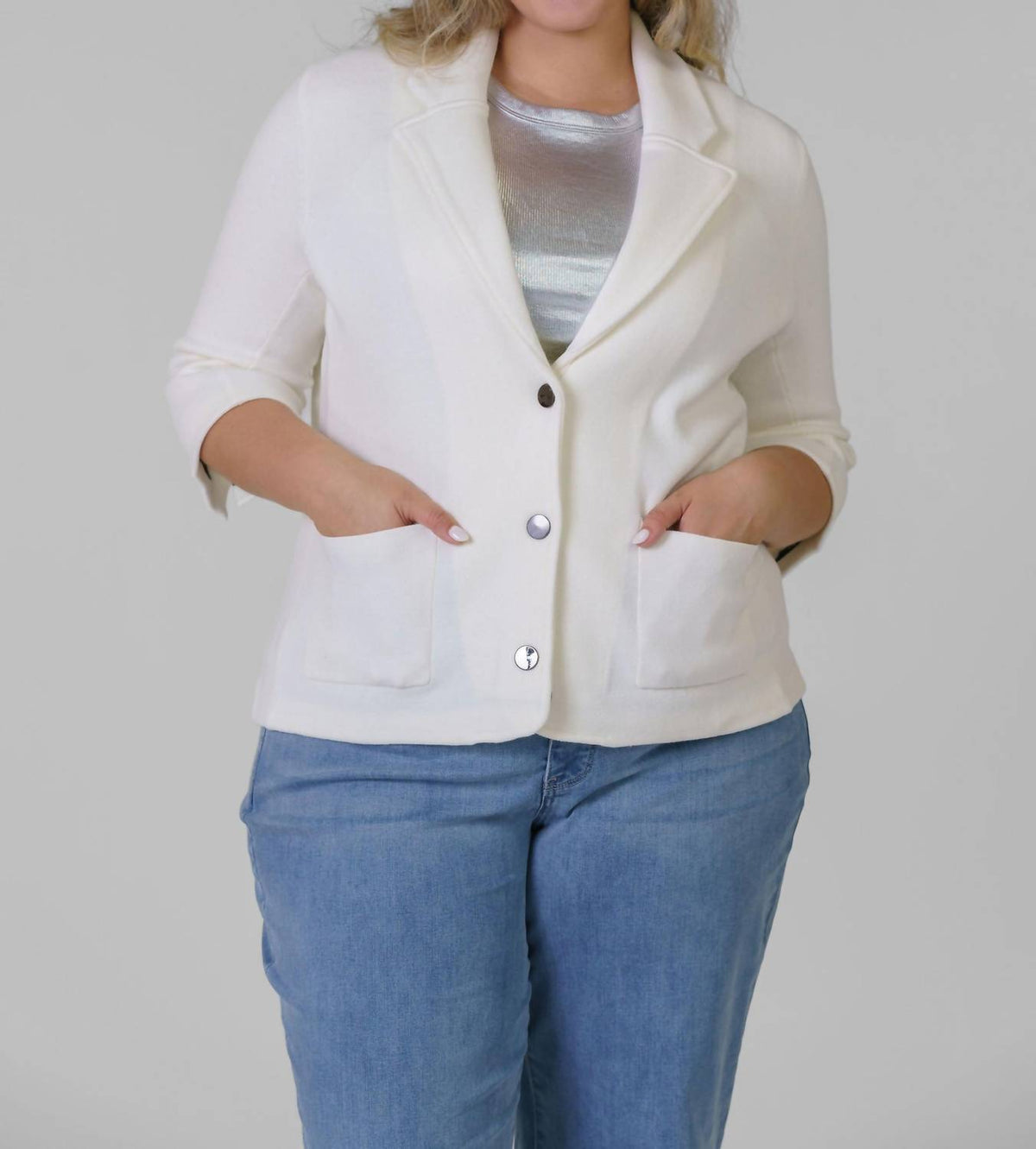 Minnie Rose - Cotton Blend Shrunken Blazer - Plus Size