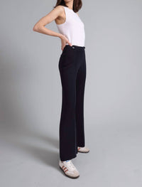 Minnie Rose - Cotton Blend Wide Leg Knit Pant - blue - clothing - cotton - blend