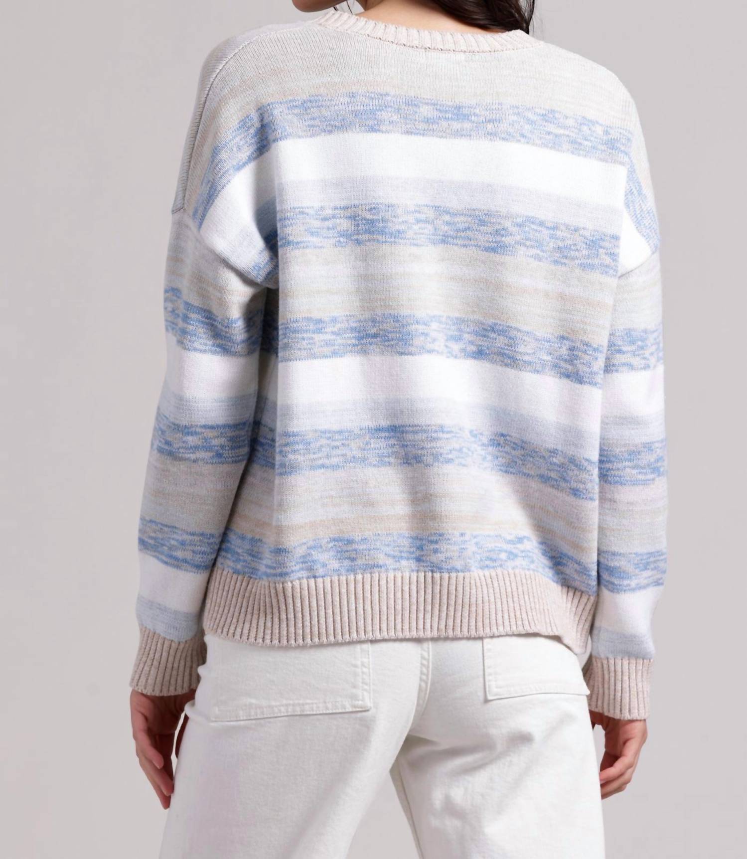 Minnie Rose - Cotton Cashmere V - neck Sweater - blue - clothing - cotton - blend