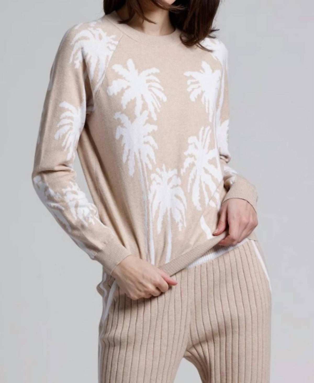 Minnie Rose - Palm Tree Reversible Crew Sweater