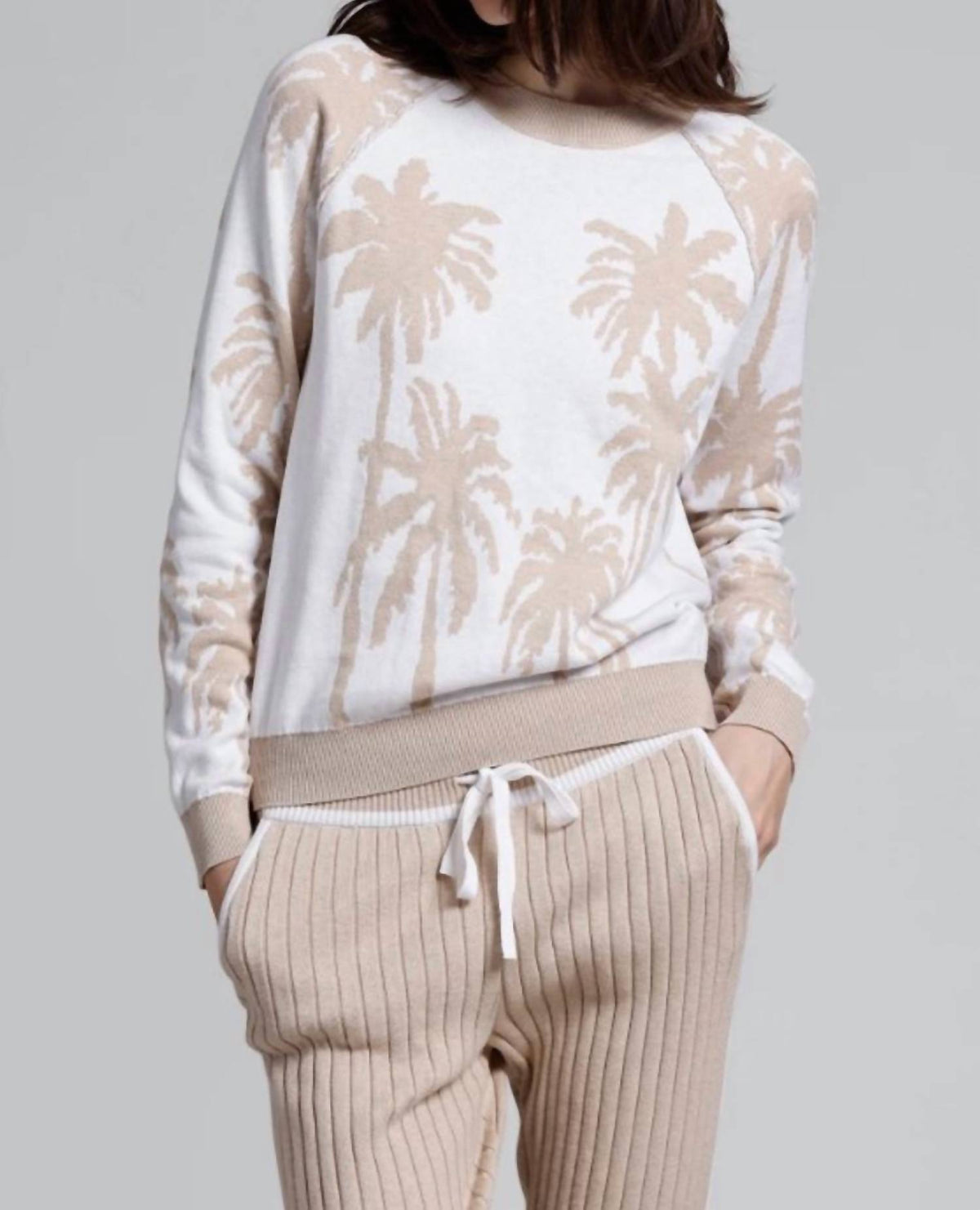 Minnie Rose - Palm Tree Reversible Crew Sweater