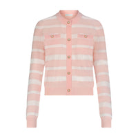 Minnie Rose - Viscose Lace Stripe Cardigan - cardigans - clothing - pink