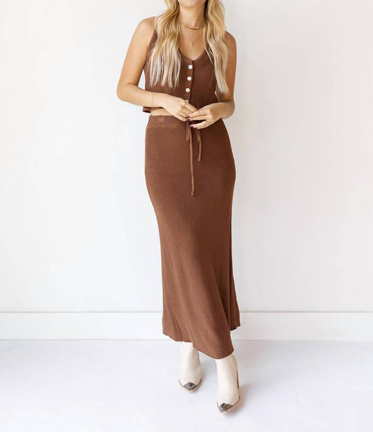 Miou Muse - Arlette Knitted Maxi Skirt - brown - clothing - knit