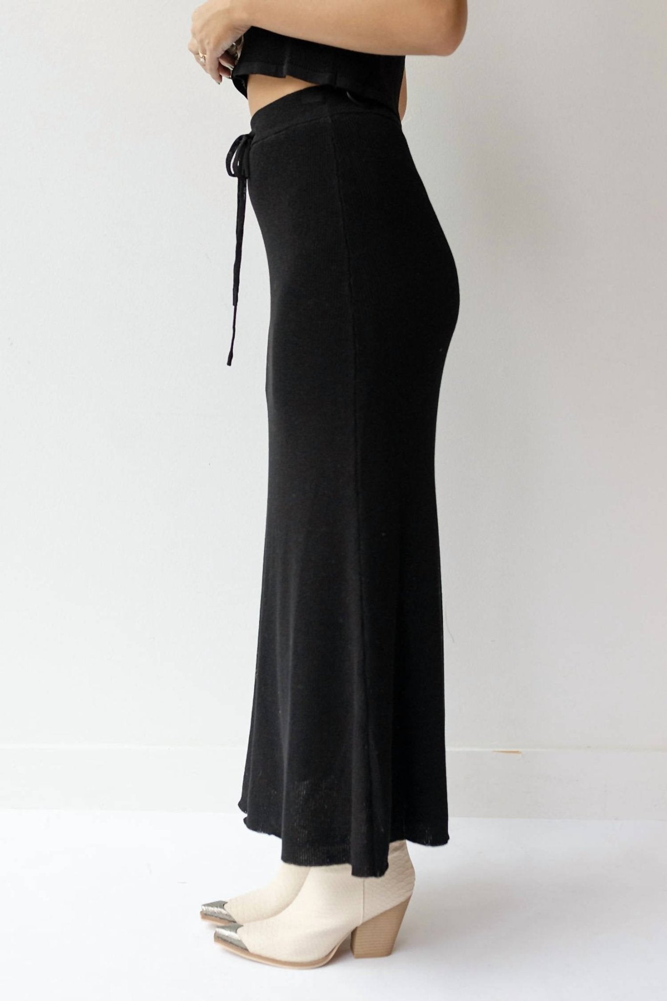 Miou Muse - Arlette Knitted Maxi Skirt - black - clothing - knit