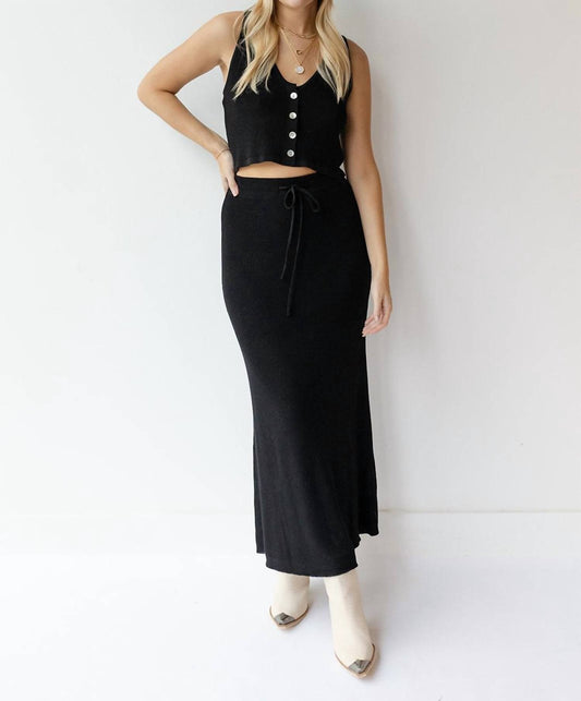 Miou Muse - Arlette Knitted Maxi Skirt - black - clothing - knit