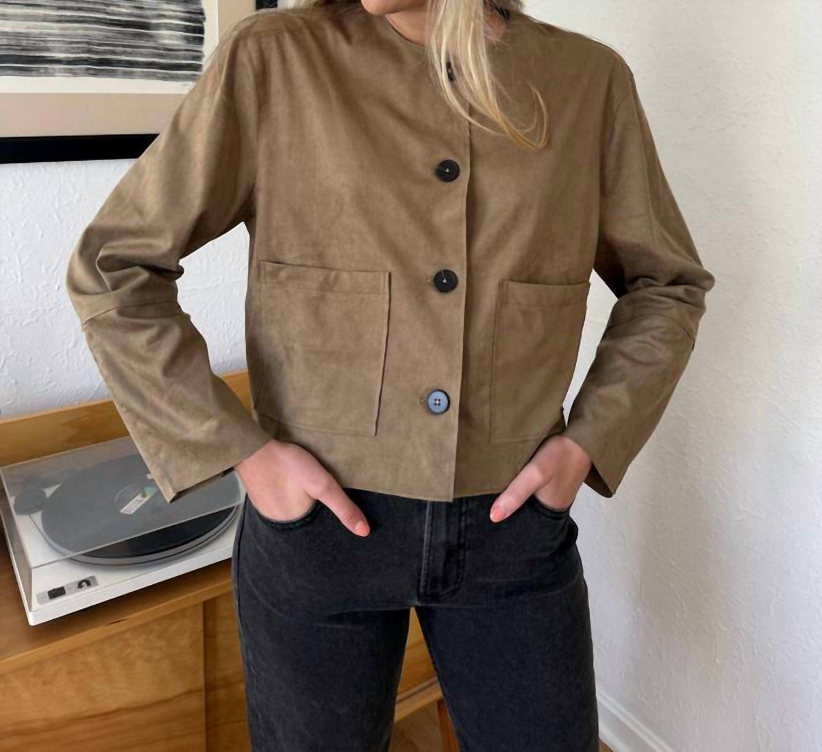 Miou Muse - Button Front Suede Jacket