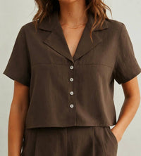 Miou Muse - Button-up Cropped Shirt