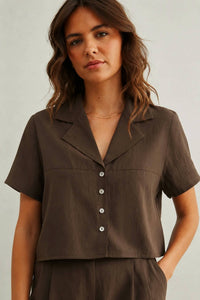 Miou Muse - Button-up Cropped Shirt