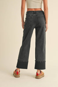 Miou Muse - Cuffed Straight Leg Denim Jeans