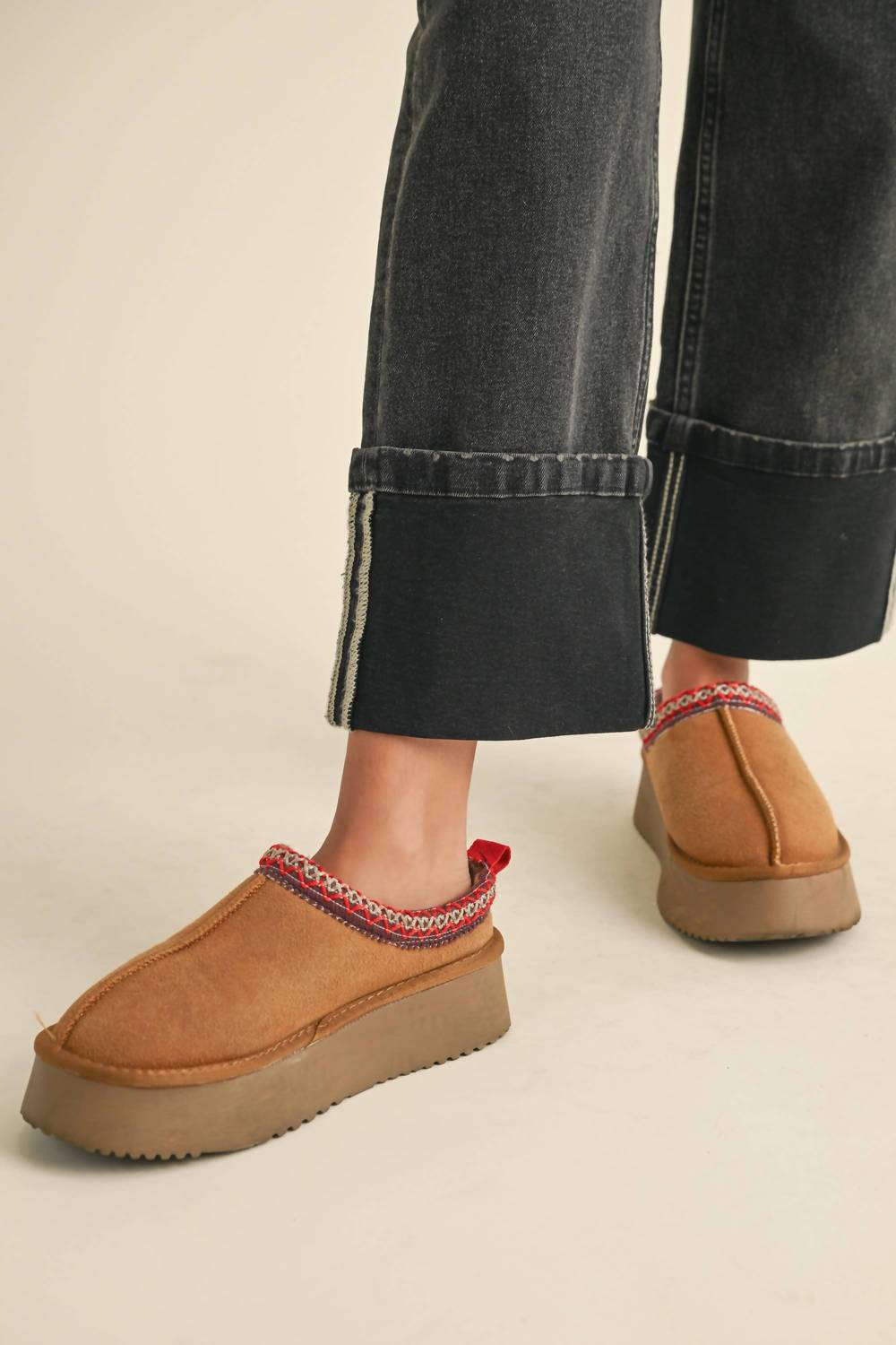 Miou Muse - Cuffed Straight Leg Denim Jeans