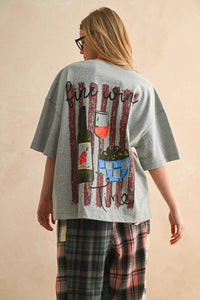Miou Muse - Fine Wine Time Oversized Tee