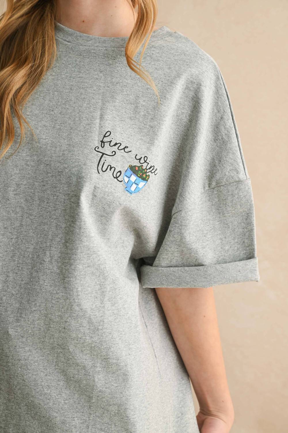 Miou Muse - Fine Wine Time Oversized Tee