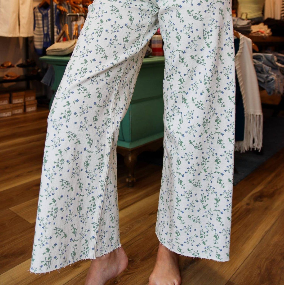 Miou Muse - Floral Print Stretch Denim
