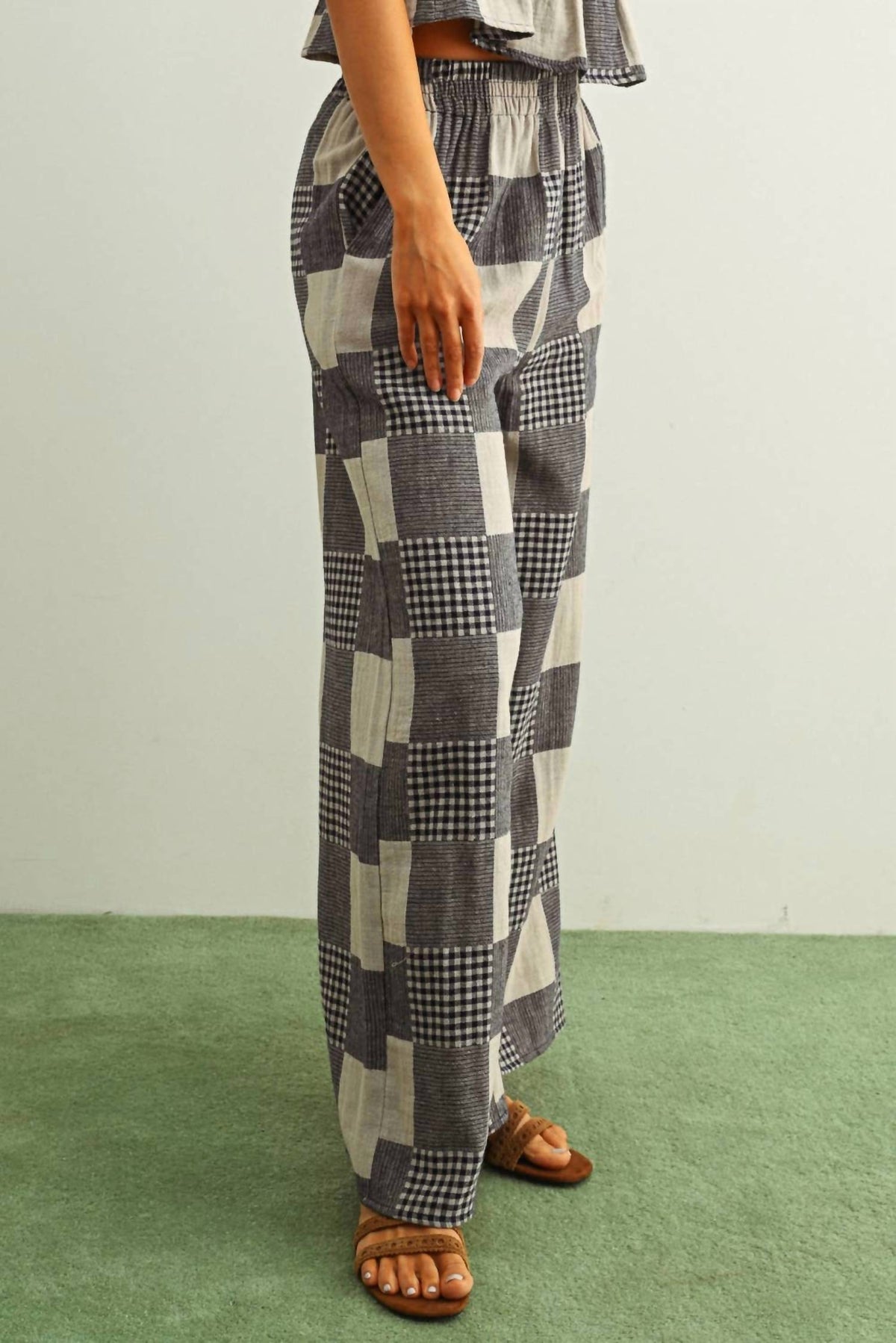 Miou Muse - Gingham Patch Effect Pants