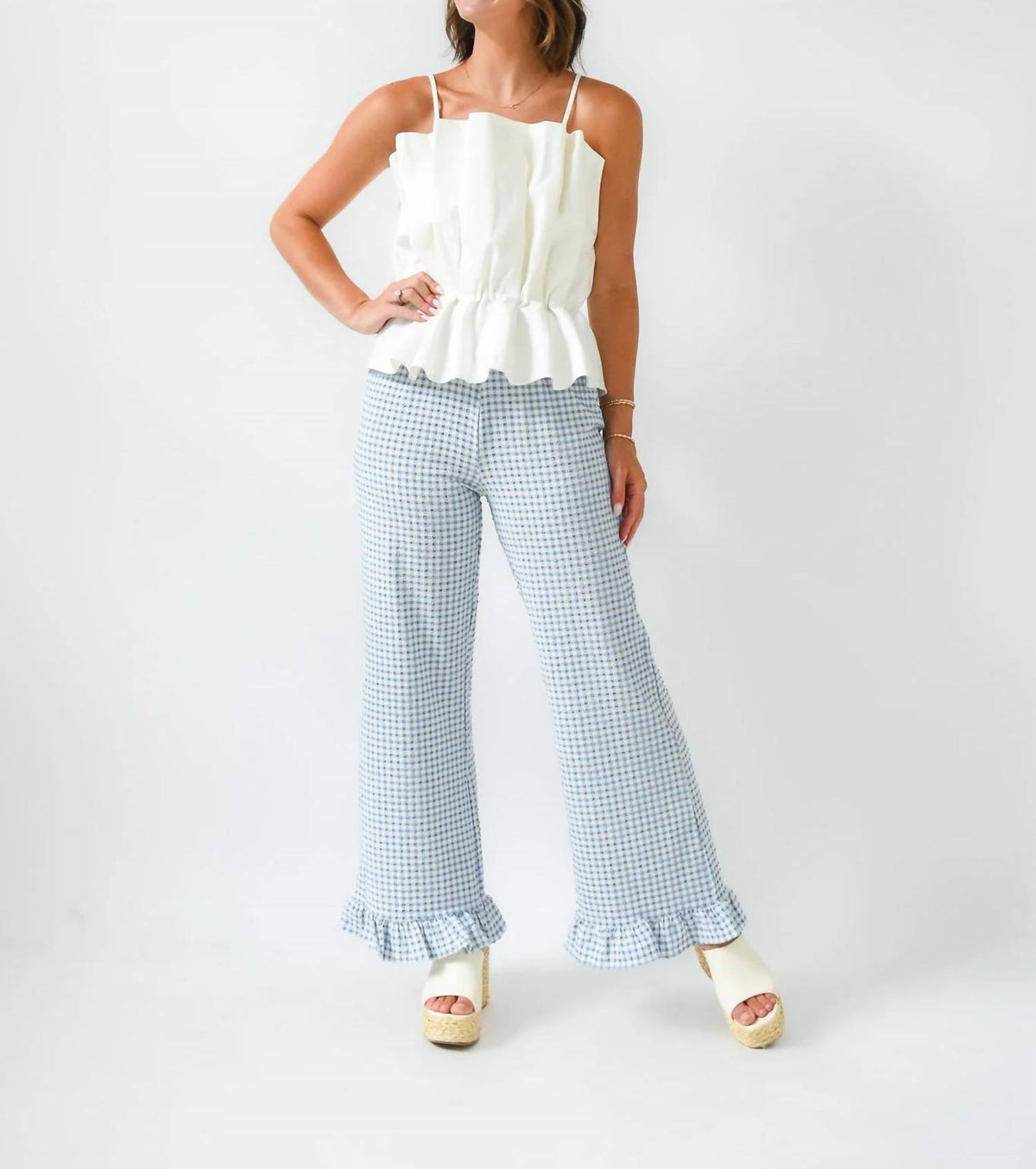 Miou Muse - Go Gingham Style Ruffle Pants