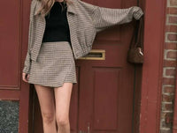 Miou Muse - Houndstooth Pattern Mini Skort