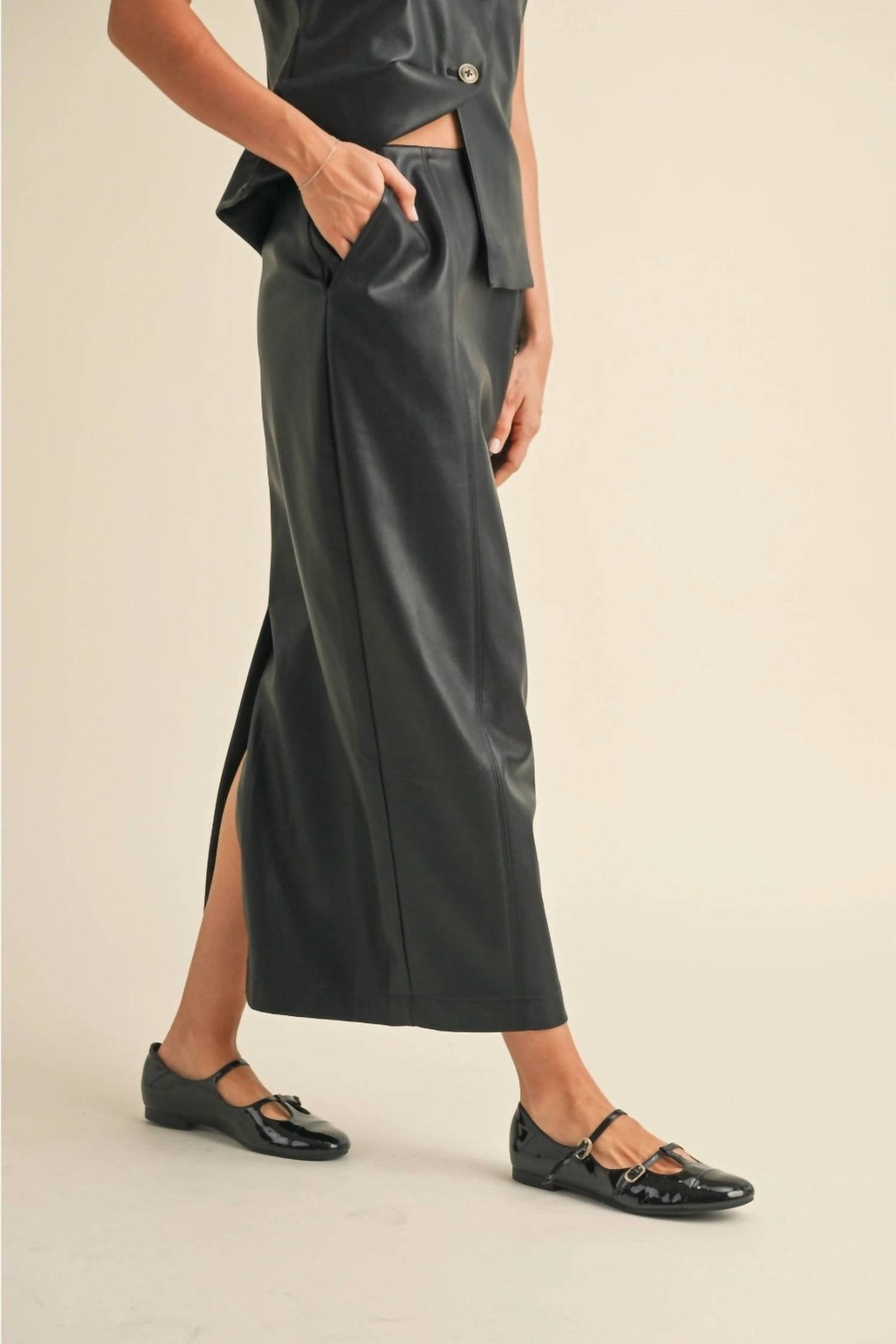 Miou Muse - Leather Pencil Skirt - black - clothing - leather