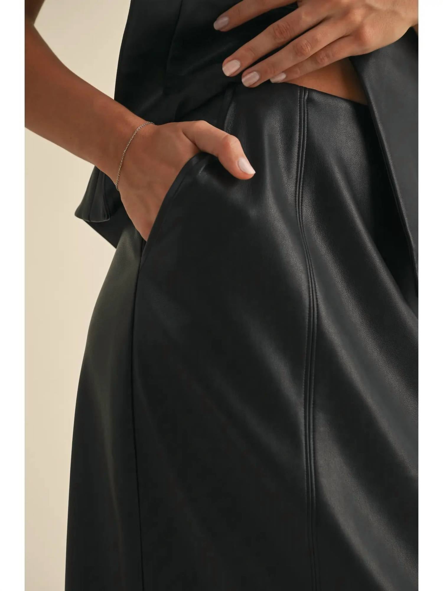 Miou Muse - Leather Pencil Skirt - black - clothing - leather