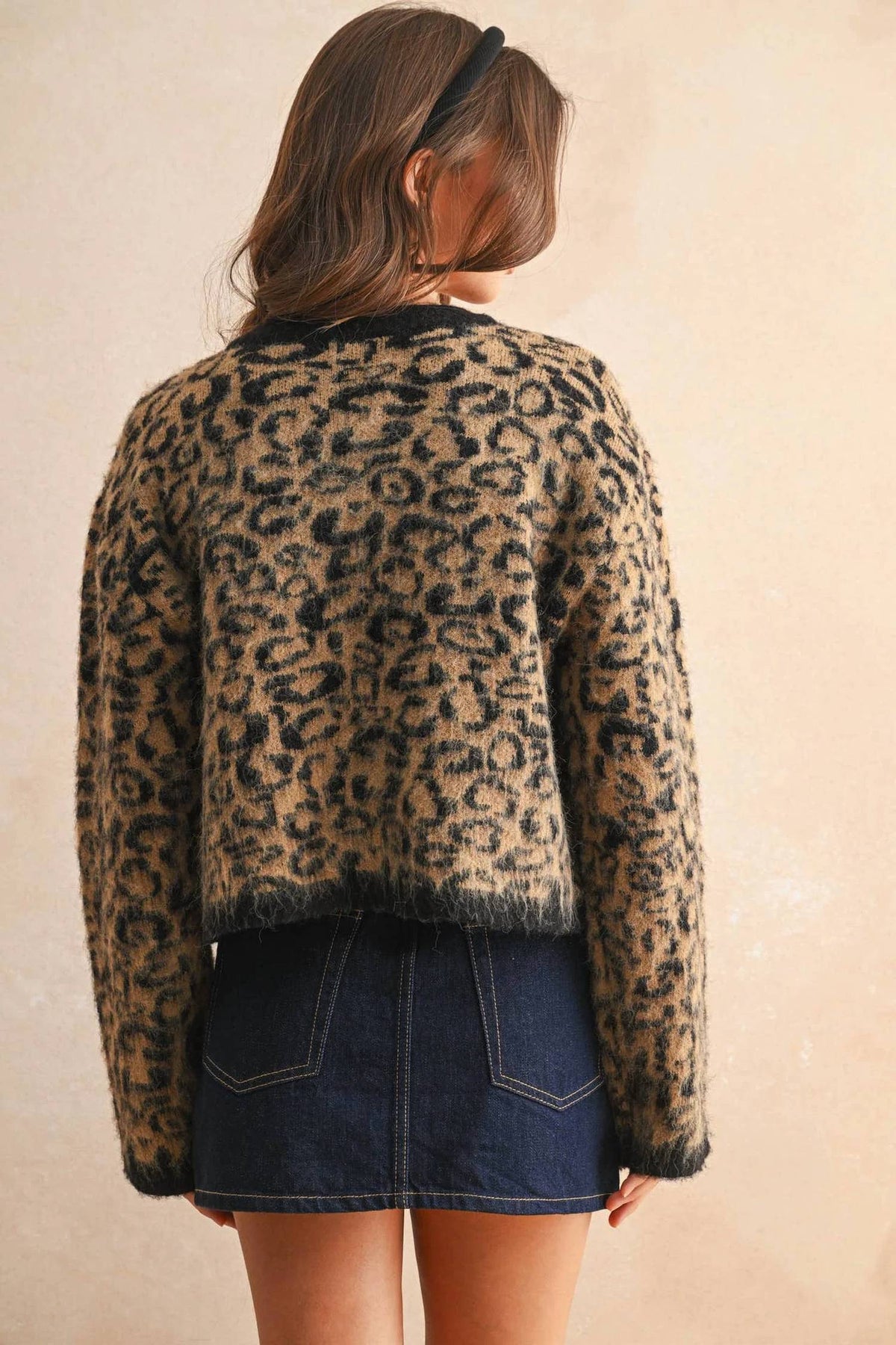Miou Muse - Leopard Button Closure Cardigan