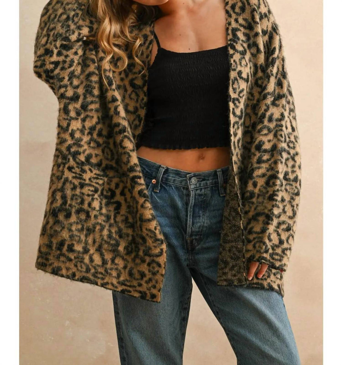 Miou Muse - Leopard Oversized Cardigan