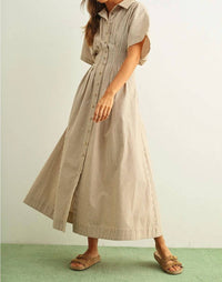 Miou Muse - Lilly Striped Button-front Maxi Dress