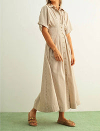 Miou Muse - Lilly Striped Button-front Maxi Dress